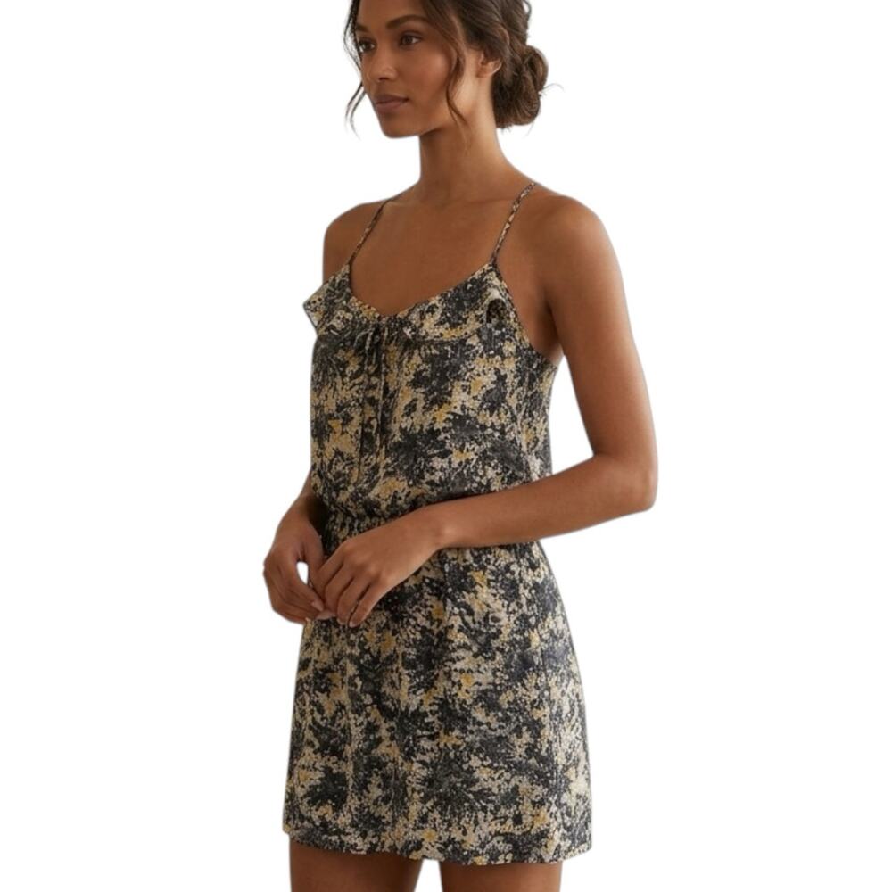 Parker Summer Silk Racerback Sleeveless Abstract Print Designer Mini Dress Med